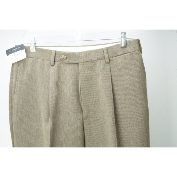 Burberry London Brown Woven 100% Wool Mens Pants Trousers Sz 48 EU NEW